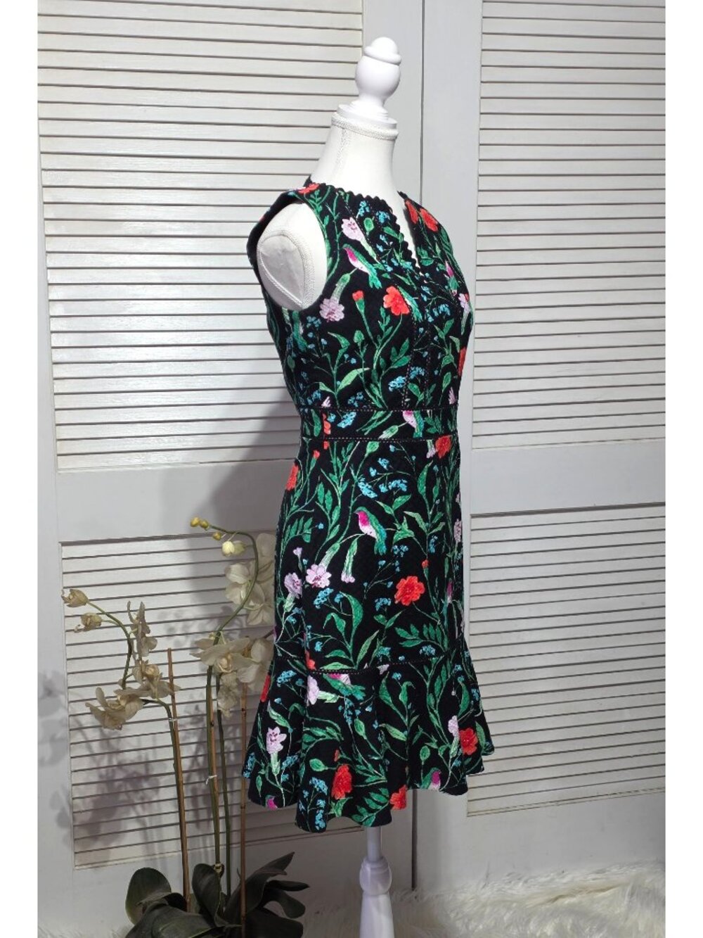 Kate Spade NY Women's Black Floral Jardin Tile Jacquard Mini Dress Size 4 3867 - Picture 4 of 16